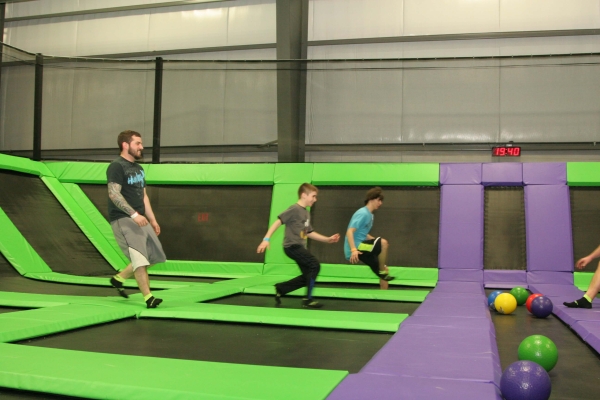 Team of Trampoline Dodgeball Players